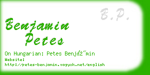 benjamin petes business card